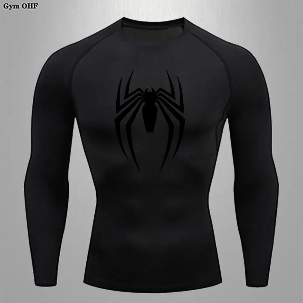 Camiseta deportiva de compresión de manga corta con estampado de Spider-Man