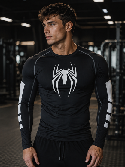 Camiseta deportiva de compresión de manga corta con estampado de Spider-Man