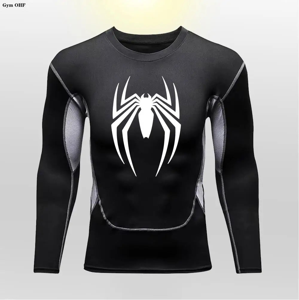 Camiseta deportiva de compresión de manga corta con estampado de Spider-Man