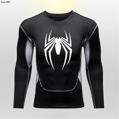 Camiseta deportiva de compresión de manga corta con estampado de Spider-Man