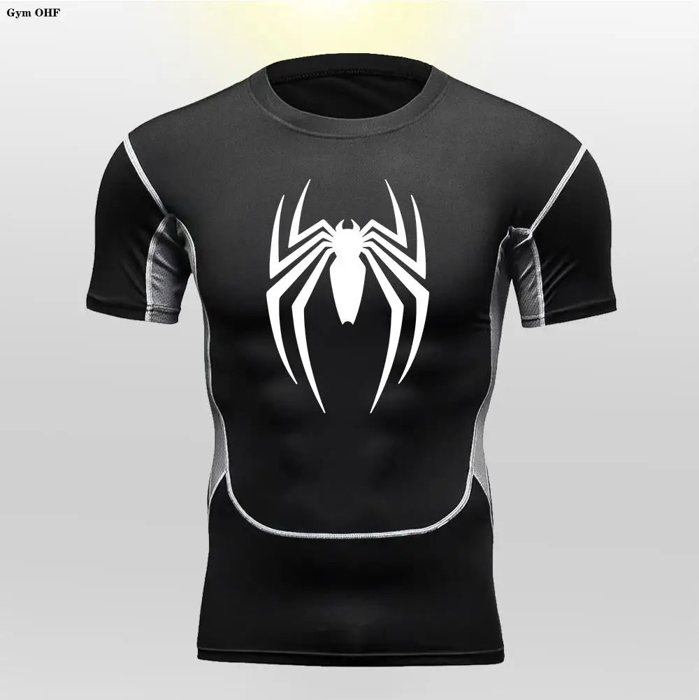 Camiseta deportiva de compresión de manga corta con estampado de Spider-Man