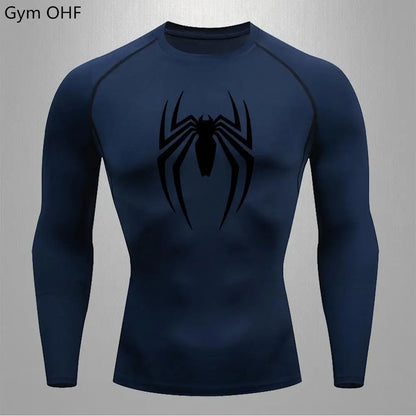 Camiseta deportiva de compresión de manga corta con estampado de Spider-Man