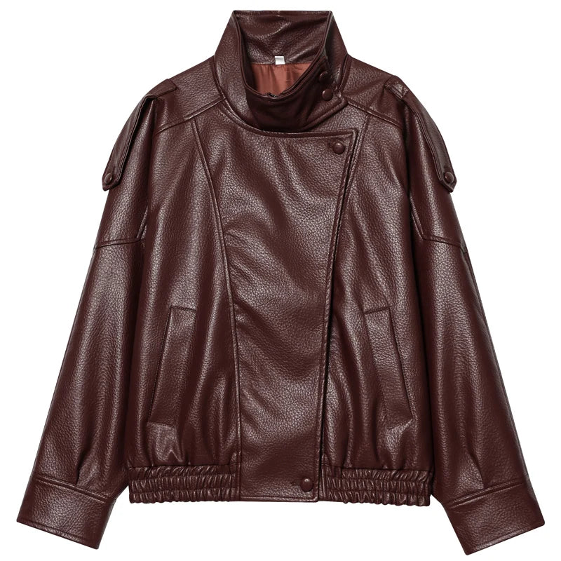 Chaqueta bomber de piel sintética mujer
