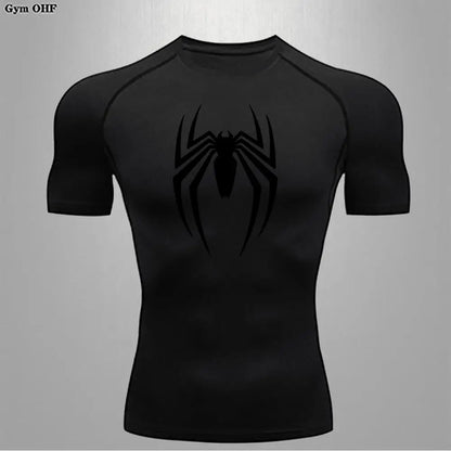 Camiseta deportiva de compresión de manga corta con estampado de Spider-Man