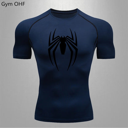 Camiseta deportiva de compresión de manga corta con estampado de Spider-Man