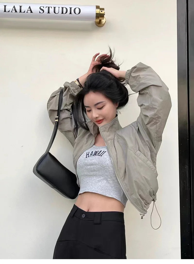 Chaqueta cortavientos corta para mujer