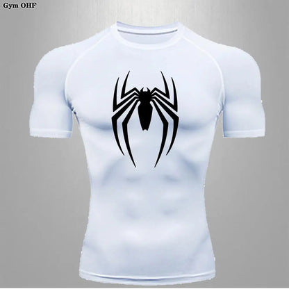 Camiseta deportiva de compresión de manga corta con estampado de Spider-Man