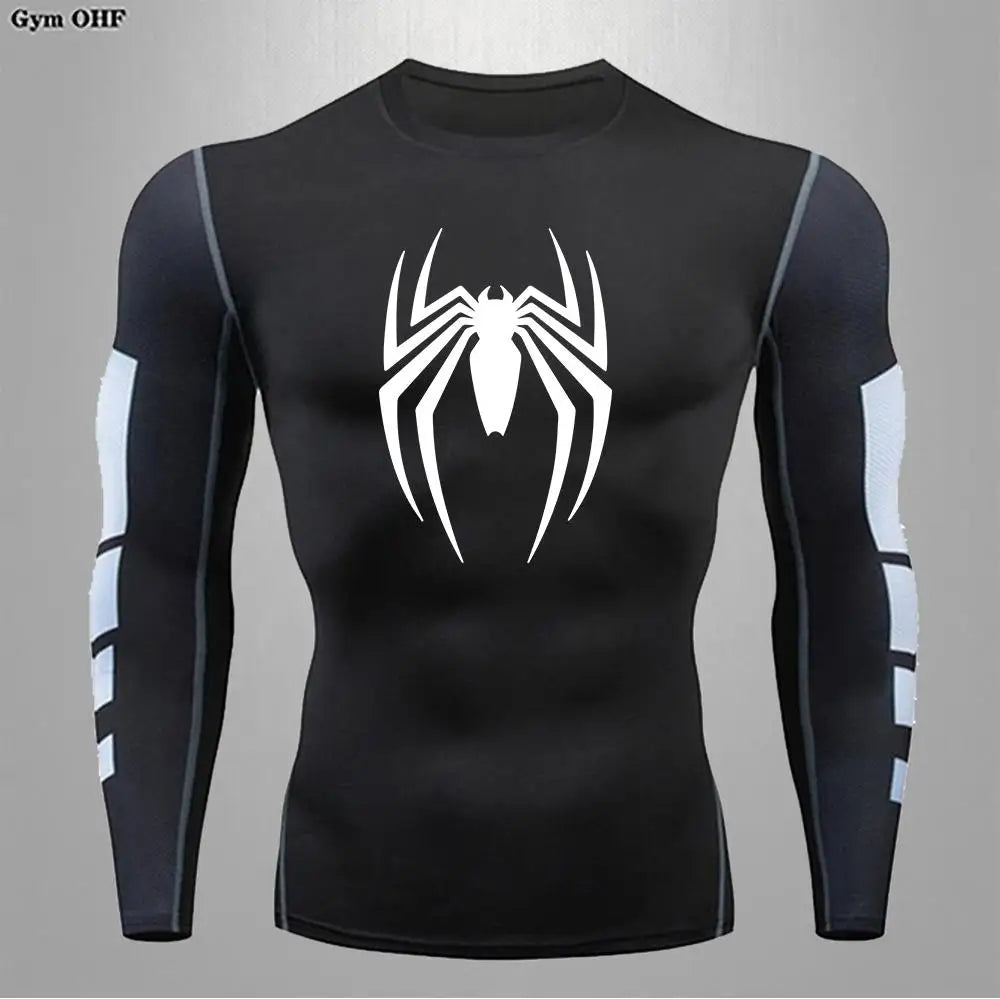 Camiseta deportiva de compresión de manga corta con estampado de Spider-Man