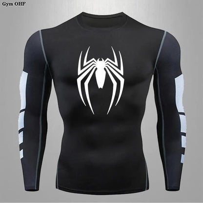 Camiseta deportiva de compresión de manga corta con estampado de Spider-Man