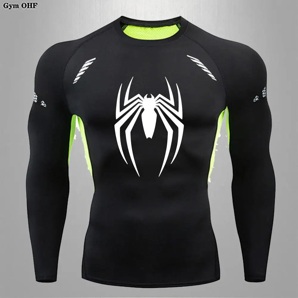 Camiseta deportiva de compresión de manga corta con estampado de Spider-Man