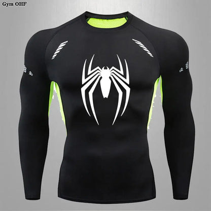 Camiseta deportiva de compresión de manga corta con estampado de Spider-Man