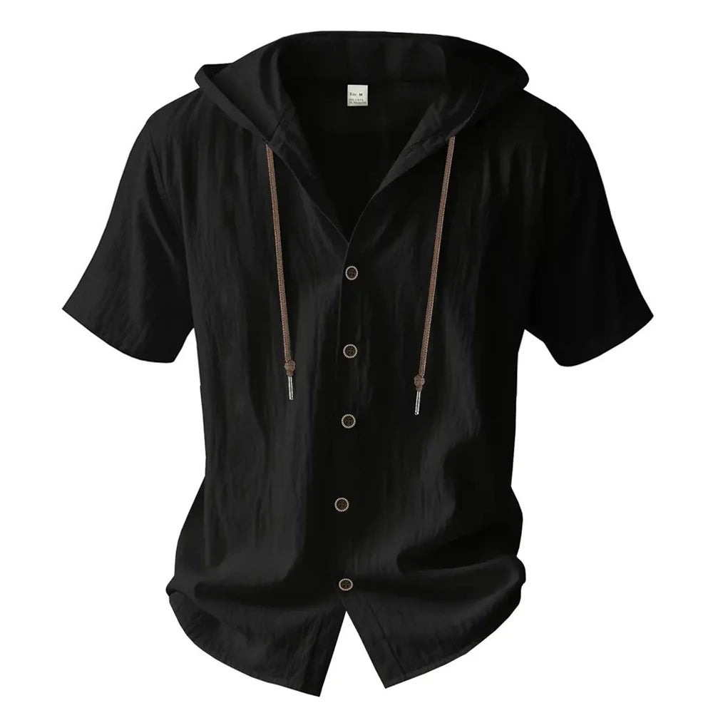 Camisa de algodón y lino para hombre