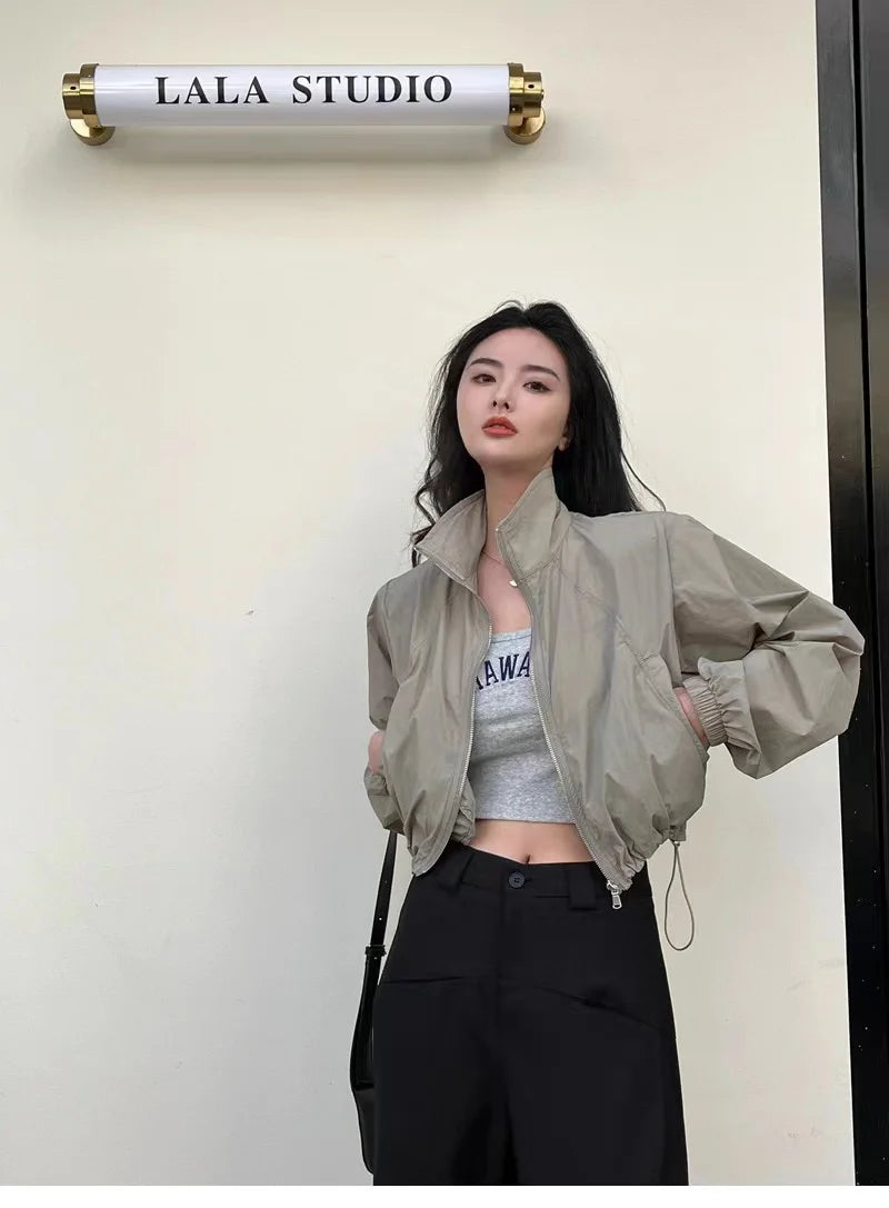 Chaqueta cortavientos corta para mujer