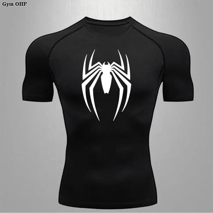 Camiseta deportiva de compresión de manga corta con estampado de Spider-Man