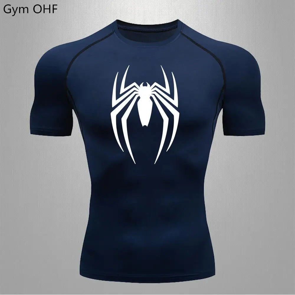 Camiseta deportiva de compresión de manga corta con estampado de Spider-Man