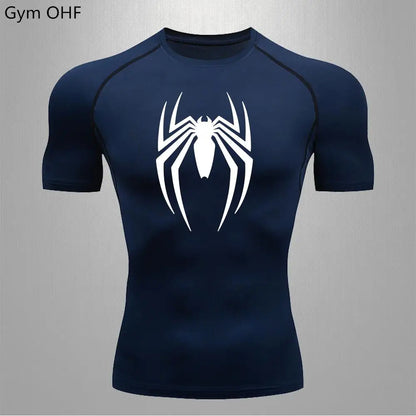 Camiseta deportiva de compresión de manga corta con estampado de Spider-Man