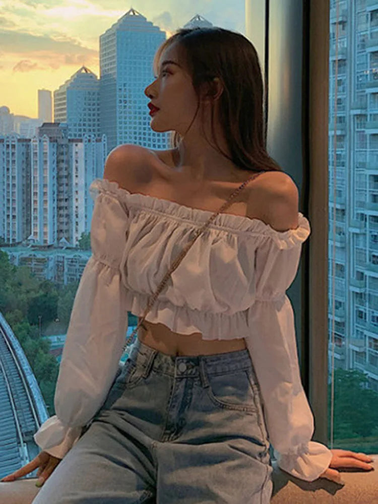 Blusa sin Hombreras Mujer