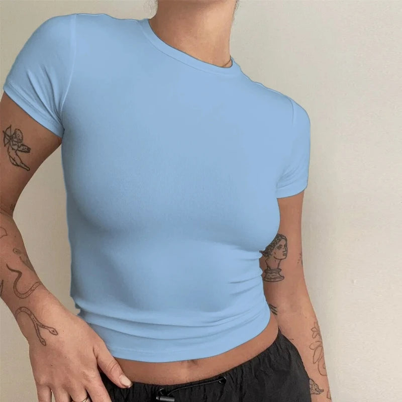Camiseta de punto ajustada para mujer