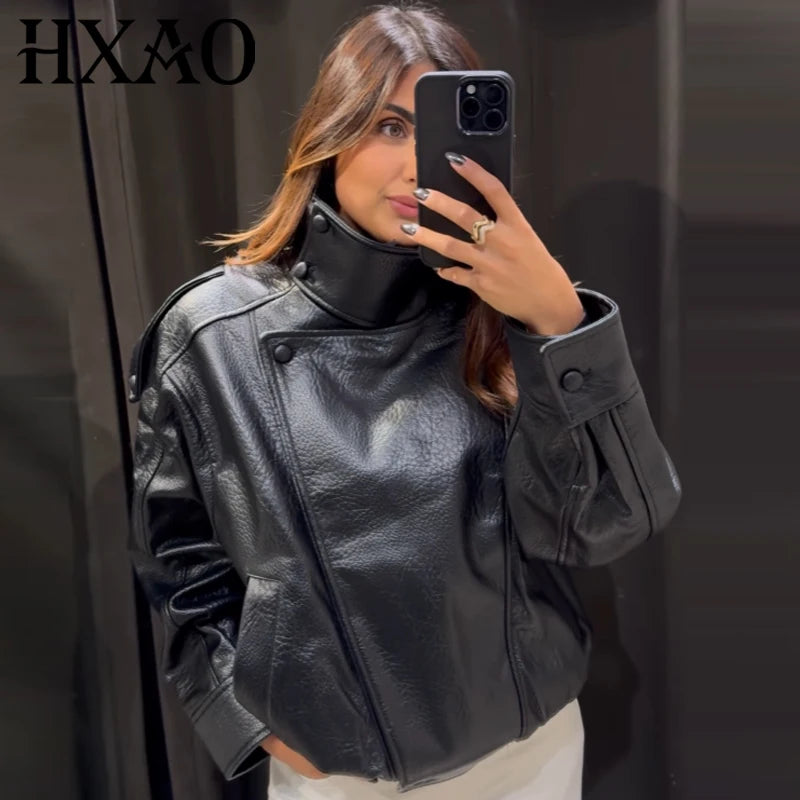 Chaqueta bomber de piel sintética mujer