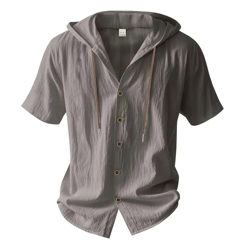 Camisa de algodón y lino para hombre
