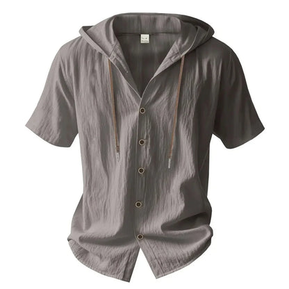 Camisa de algodón y lino para hombre