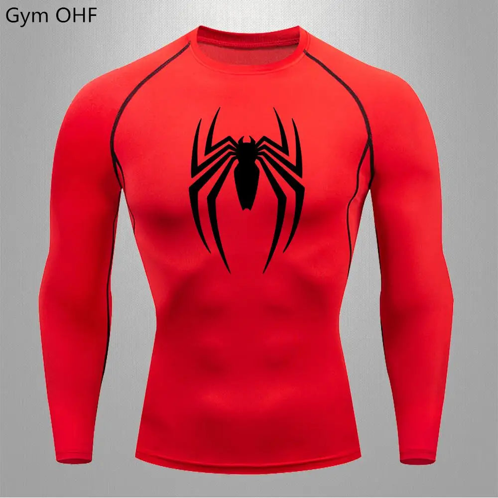 Camiseta deportiva de compresión de manga corta con estampado de Spider-Man