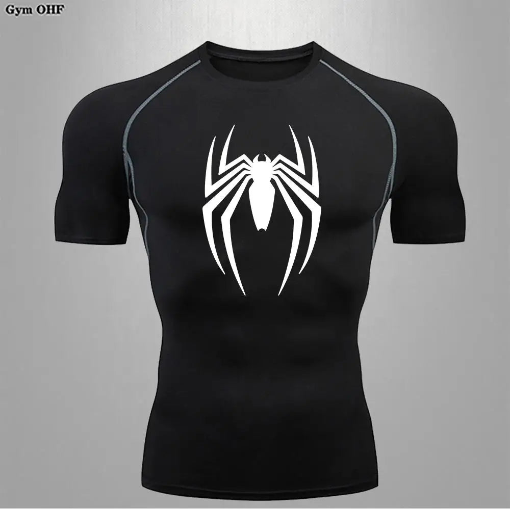 Camiseta deportiva de compresión de manga corta con estampado de Spider-Man