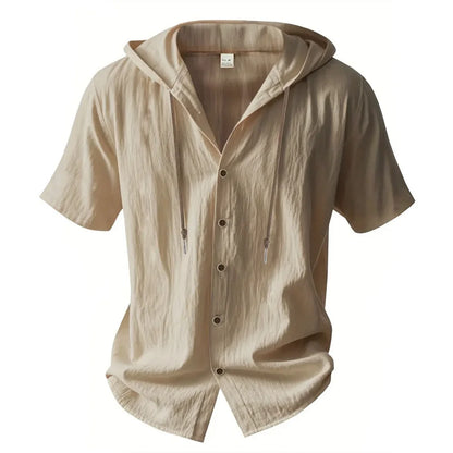 Camisa de algodón y lino para hombre