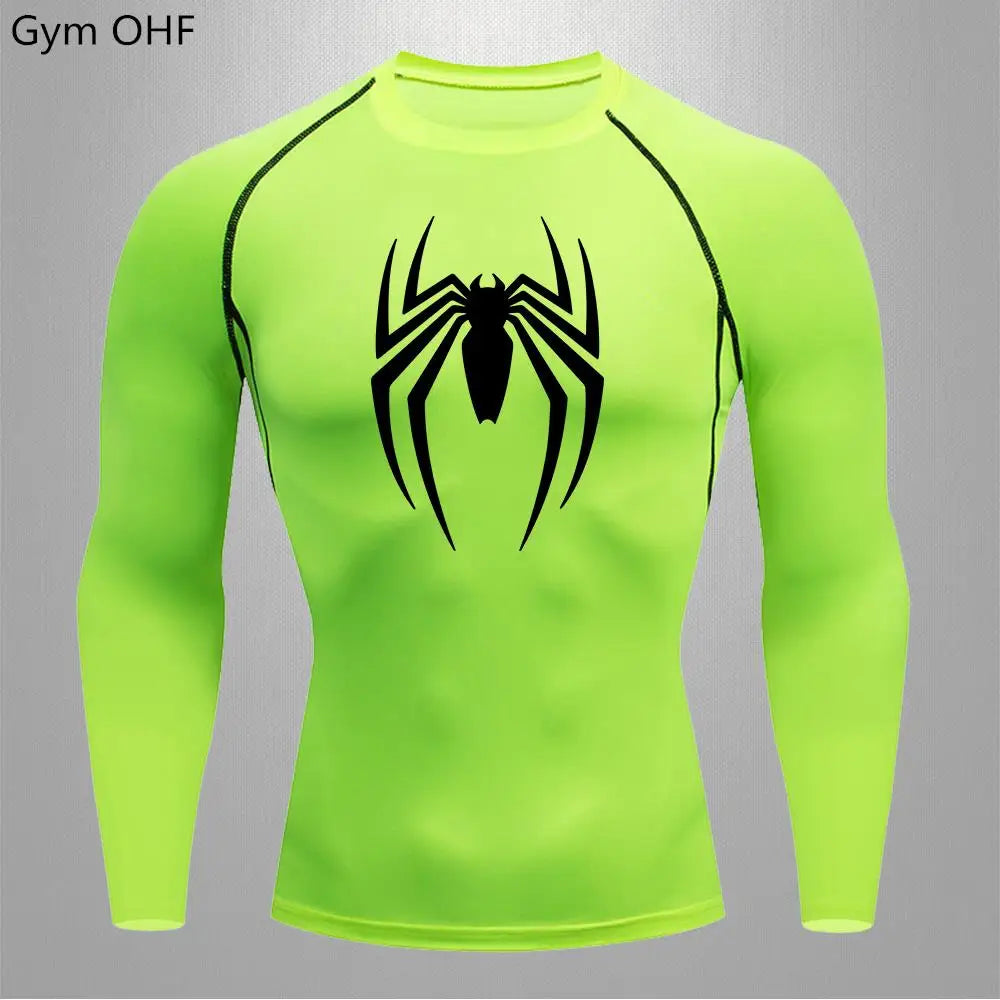 Camiseta deportiva de compresión de manga corta con estampado de Spider-Man