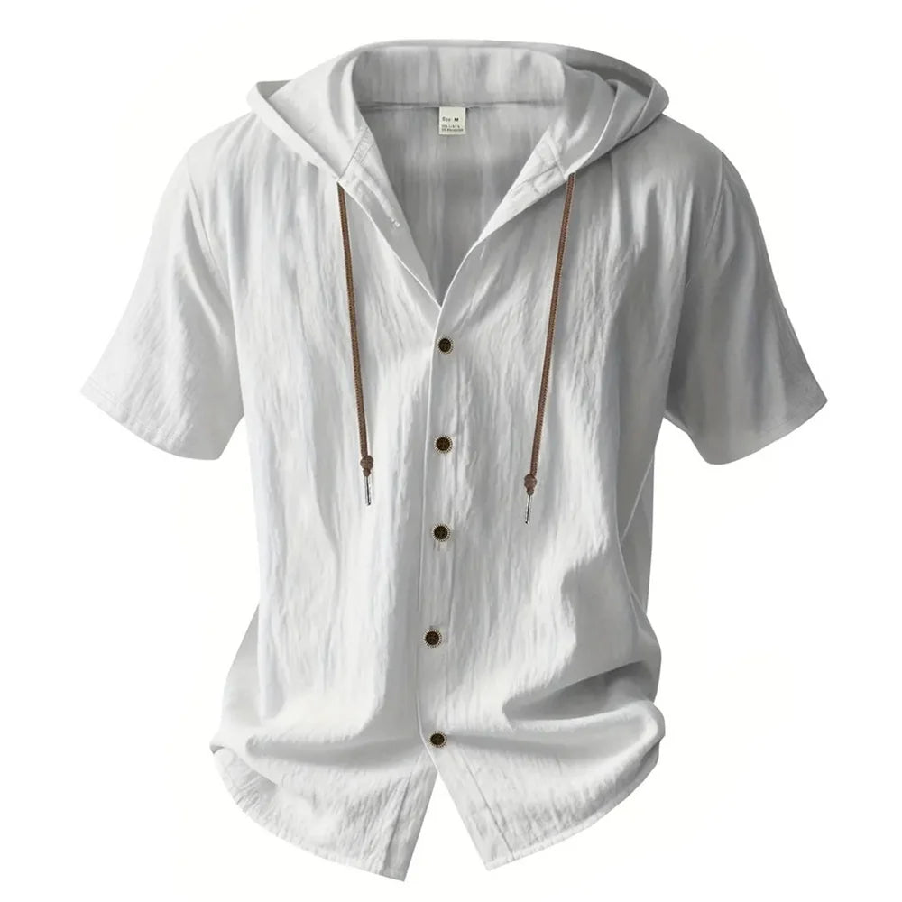 Camisa de algodón y lino para hombre