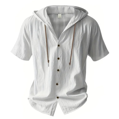 Camisa de algodón y lino para hombre