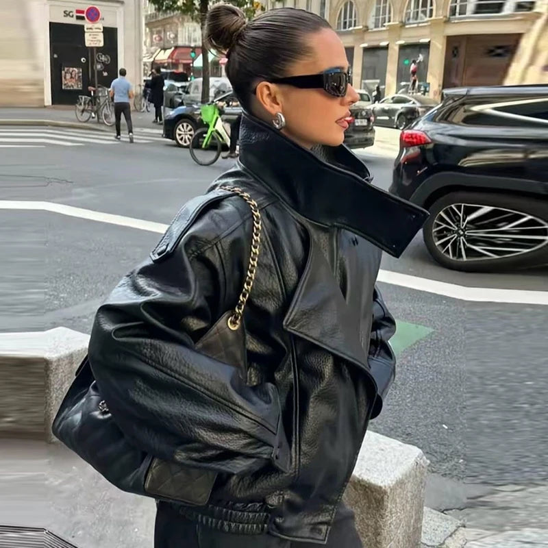 Chaqueta bomber de piel sintética mujer