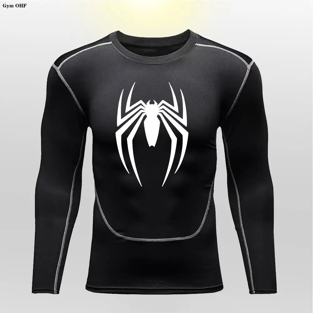 Camiseta deportiva de compresión de manga corta con estampado de Spider-Man