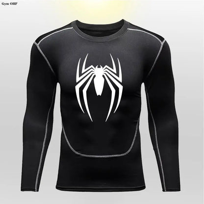 Camiseta deportiva de compresión de manga corta con estampado de Spider-Man