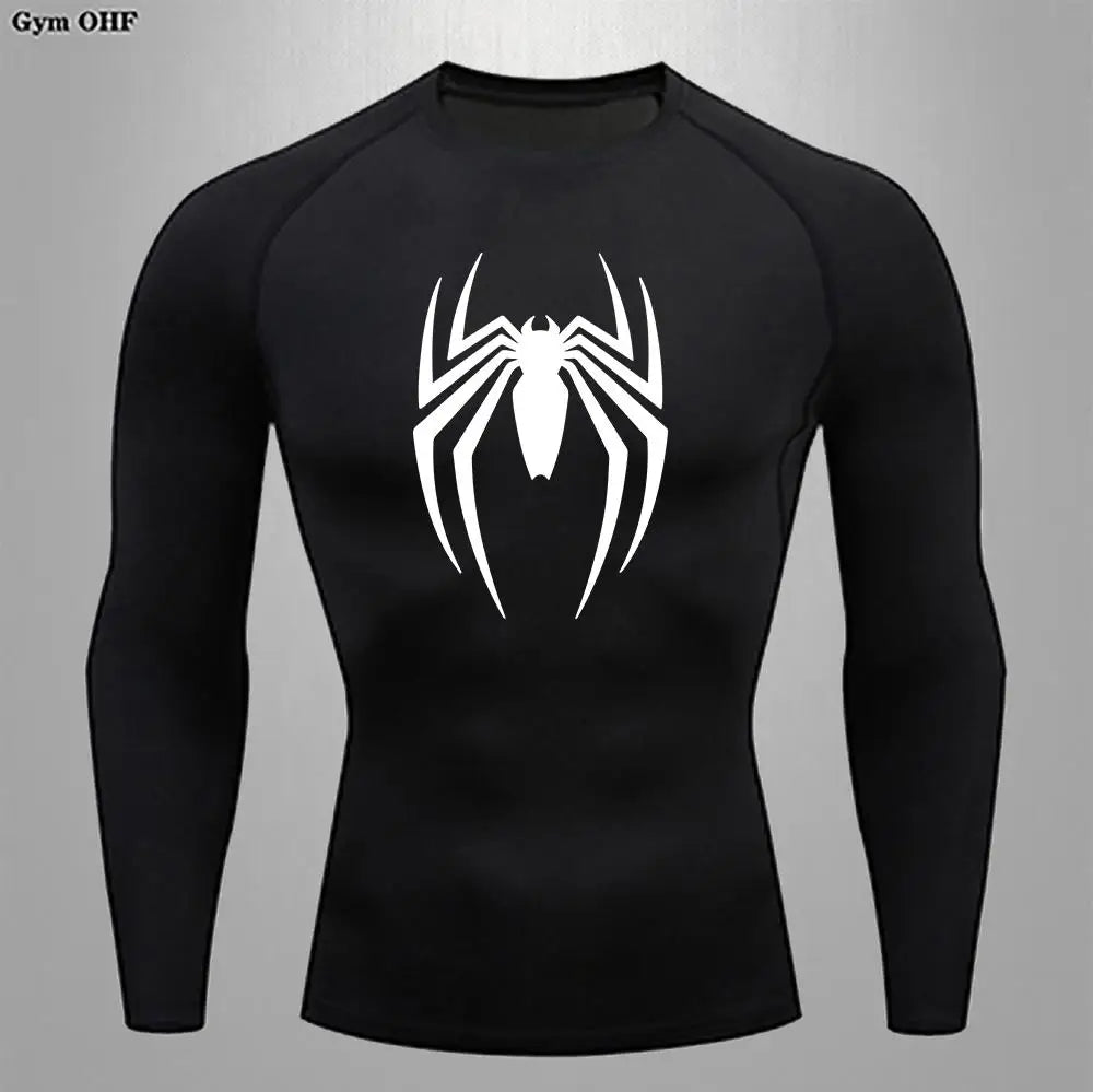 Camiseta deportiva de compresión de manga corta con estampado de Spider-Man