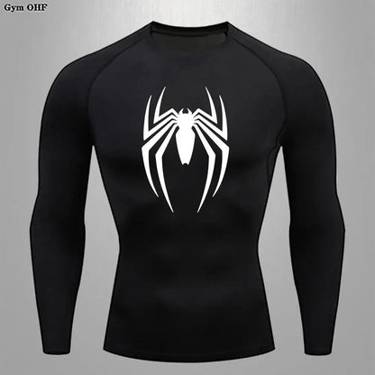 Camiseta deportiva de compresión de manga corta con estampado de Spider-Man