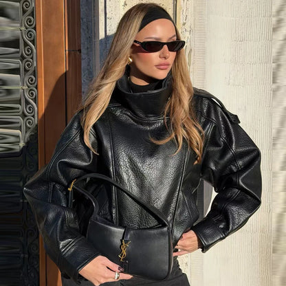 Chaqueta bomber de piel sintética mujer
