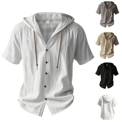 Camisa de algodón y lino para hombre