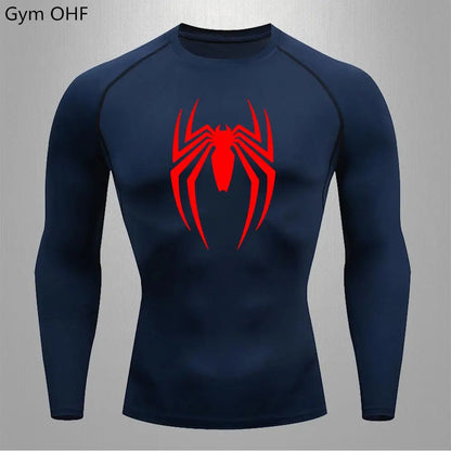 Camiseta deportiva de compresión de manga corta con estampado de Spider-Man