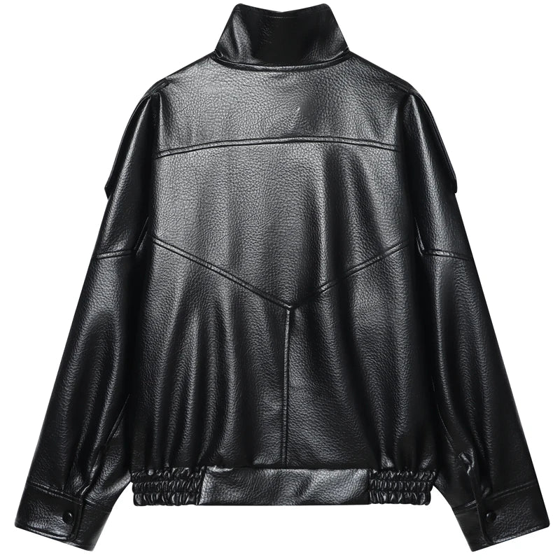 Chaqueta bomber de piel sintética mujer