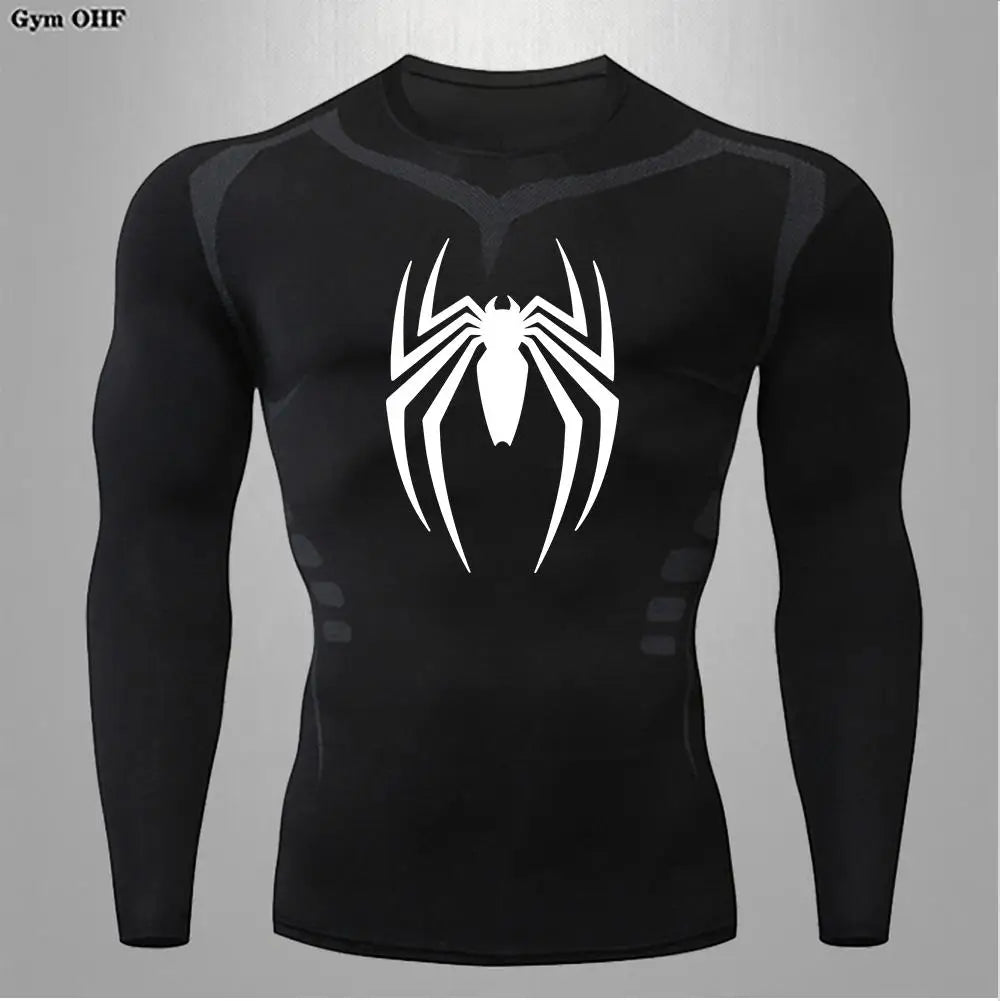 Camiseta deportiva de compresión de manga corta con estampado de Spider-Man