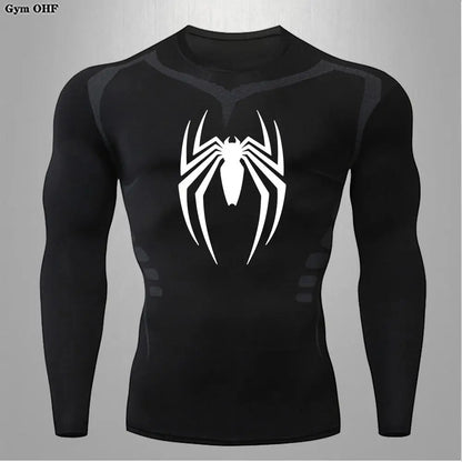 Camiseta deportiva de compresión de manga corta con estampado de Spider-Man