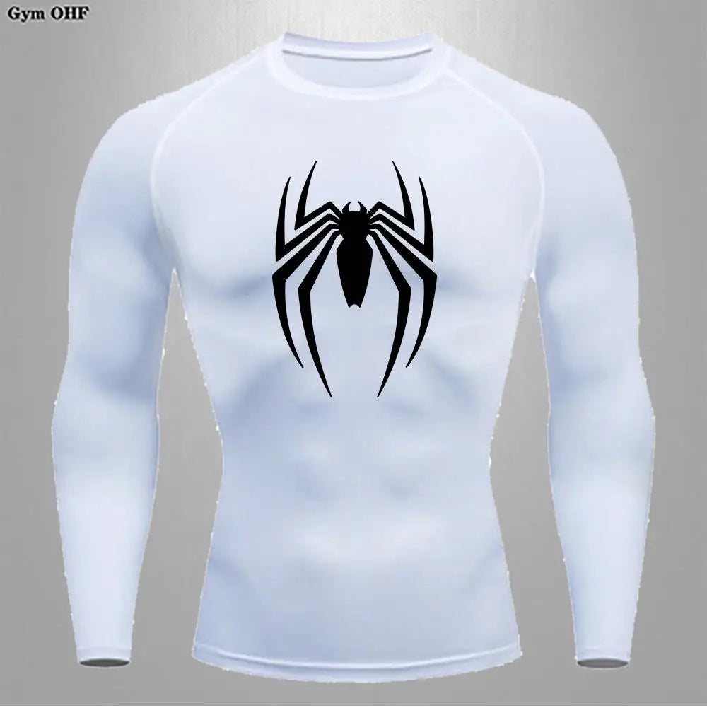 Camiseta deportiva de compresión de manga corta con estampado de Spider-Man