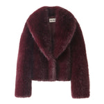 burgundy fur coat