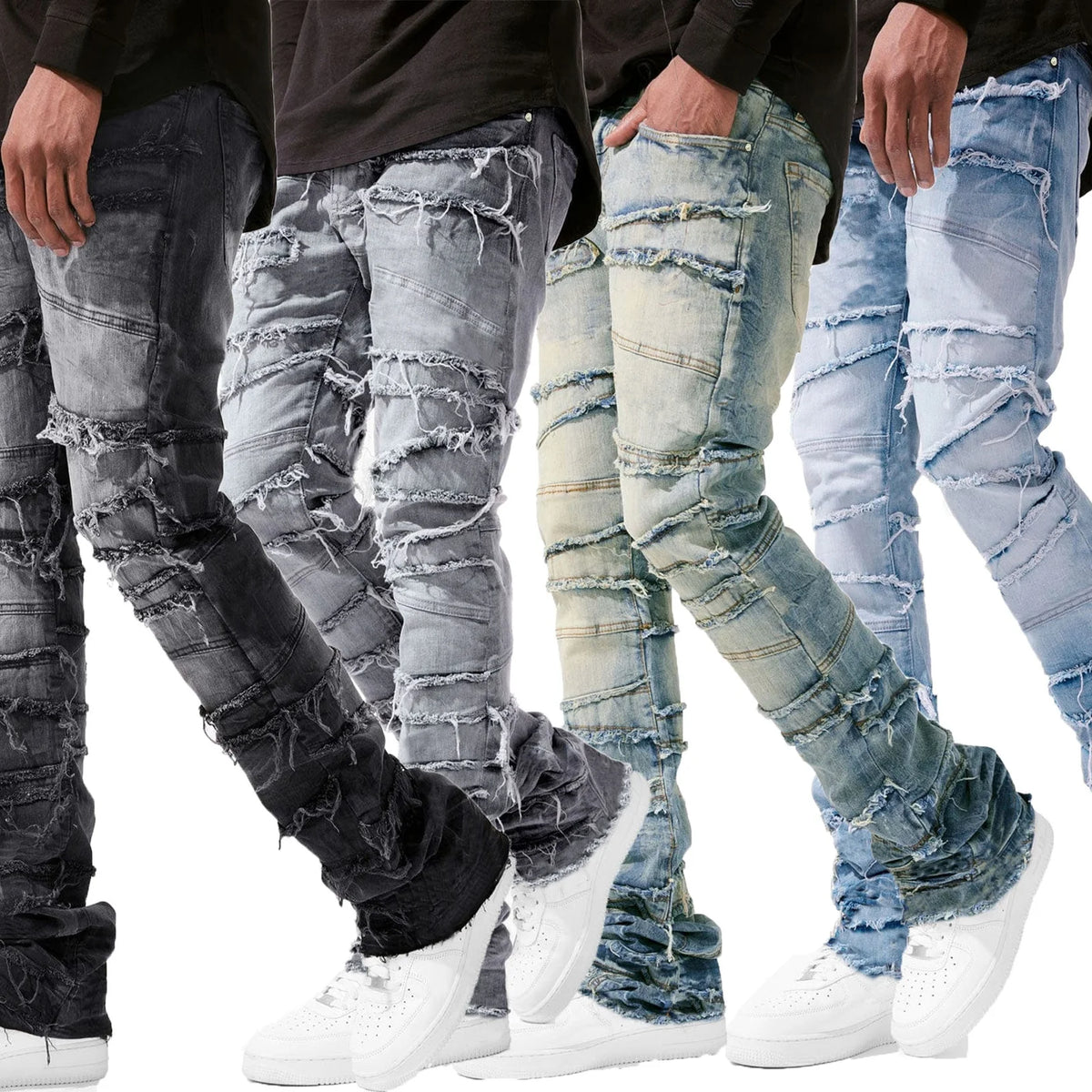 Vaqueros tipo "stacked" para hombre