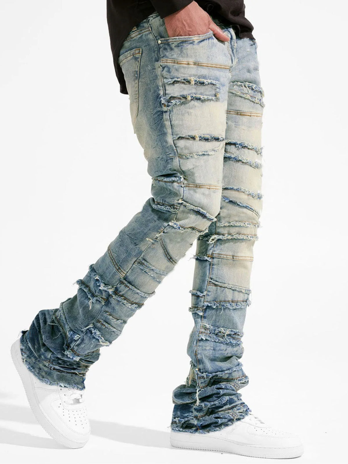 Vaqueros tipo "stacked" para hombre