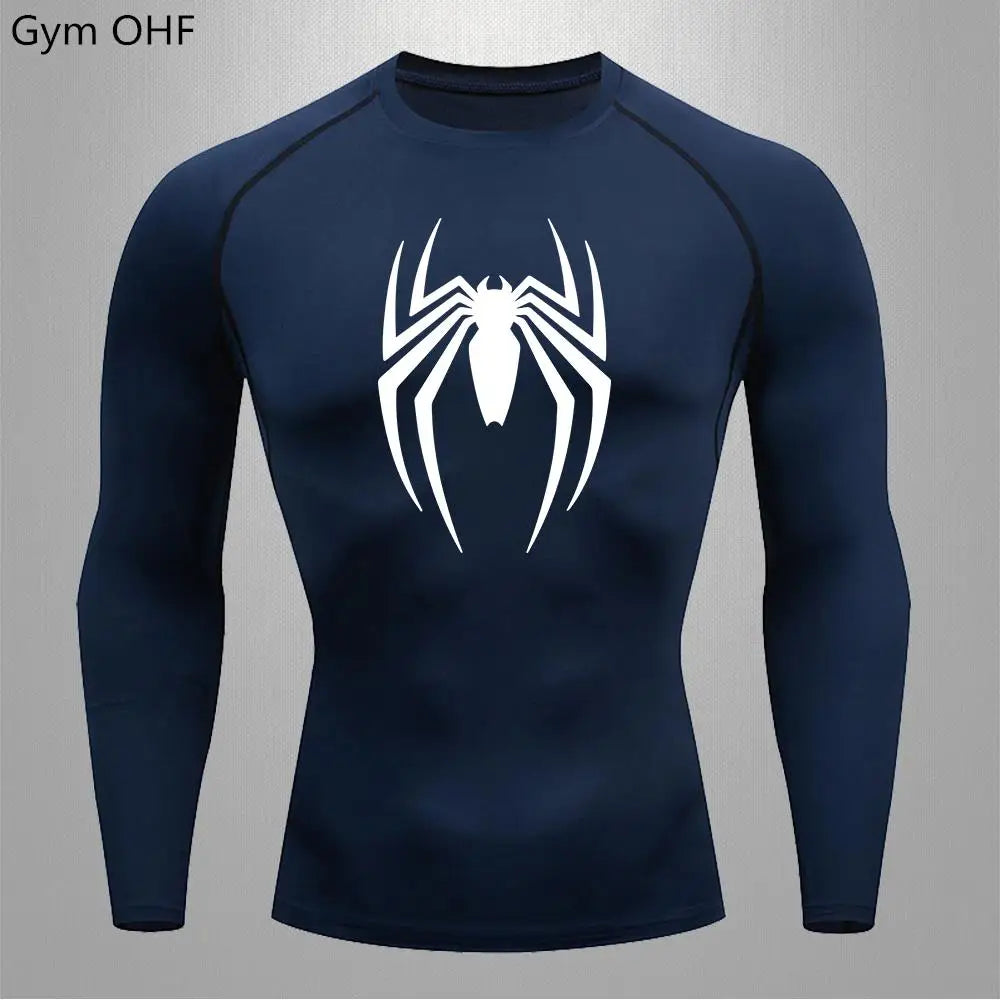 Camiseta deportiva de compresión de manga corta con estampado de Spider-Man