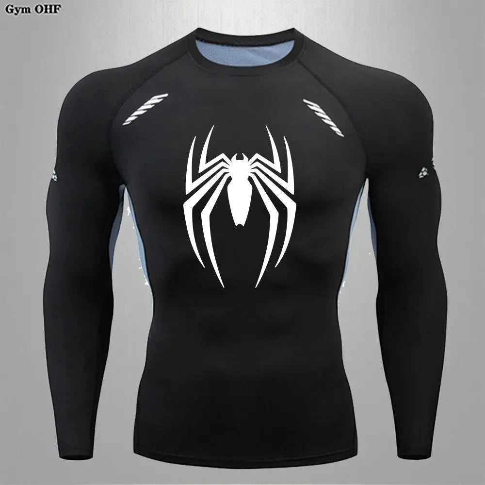 Camiseta deportiva de compresión de manga corta con estampado de Spider-Man
