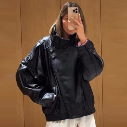 Chaqueta bomber de piel sintética mujer