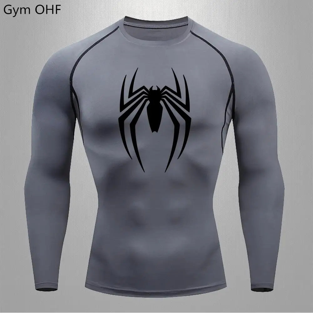 Camiseta deportiva de compresión de manga corta con estampado de Spider-Man